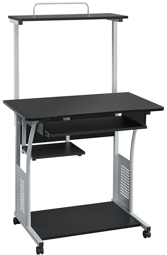 Yaheetech Computer Desk with Storage Shelves for Home Office, Black
