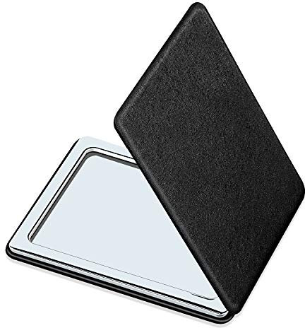Compact Mirror for Men, Women and Girls, Black Travel Folding Vanity Makeup Mirrors for Purse,Handbag and Pocket, Portable Double-Sided Magnifying Cosmetic Mirror without Distortion, Rectangular