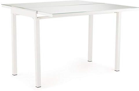 Meubletmoi - Mesa de Comedor Extensible Rectangular, con Bandeja de Cristal Blanco, diseño contemporáneo, ágata