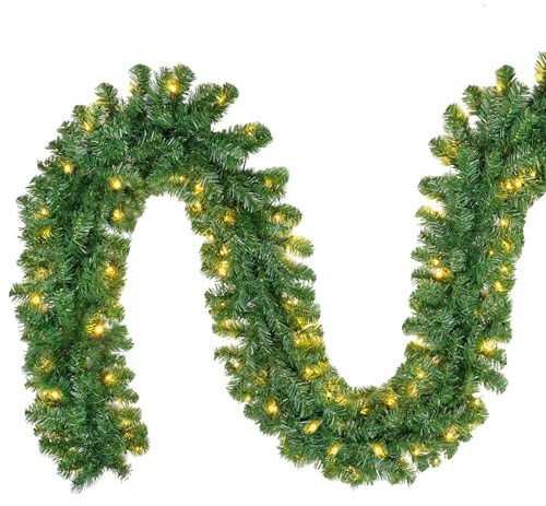 SALCAR 3 m Weihnachtsgirlande mit 100 LED | Künstliche Tannengirlande in Grün | Weihnachtsdeko für Innen & Außen – Für Kamin, Treppen, Türen