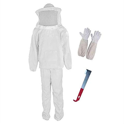 Professionelles Imkeranzug mit Werkzeug, Imker-Anzug mit Schleierhaube für Bienenzüchter, inklusive Schutzjacke, Hose, Handschuhe, Schaber
