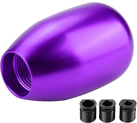 Qiilu Schaltknauf, Metallauto 5-Gang Schalthebel Schalthebelhebel mit 3 Adaptern 8/10/12 mm(lila)