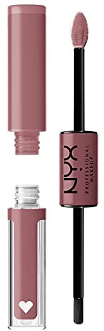 NYX Professional Makeup Brillant à Lèvres Shine Loud, Intensément Pigmenté, Double Embout Rouge à Lèvres et Gloss, Brillance Longue Tenue, Sans Transfert, Teinte : Overnight Hero (08)