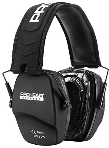 PROHEAR 016 Ear Defenders Adults 28dB Ear Protectors for Shooting Noise Cancelling Earmuffs Autism Friendly, Passive Hearing Protection for Hunting (Low-Profile Folding Compact) Gel Pads Black
