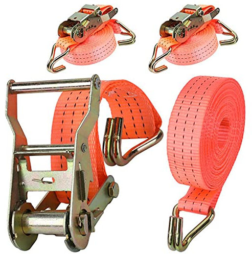 Cinghia a Cricchetto - Cinghie di Tensione con Cricchetto, 2 x 2000 kg 6 m Cinghie di Fissaggio Ratchet Tie Downs Cinghie di Tensione Con on Cricchetto e Gancio Cinghie Per Trasporto Merce(Arancione)