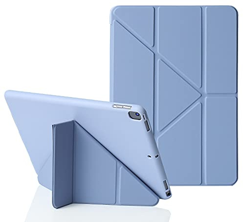 MuyDouxTech Hülle für iPad 10,2 Zoll 9. 8. 7. Generation 2021/2020/2019, Vertikale & Horizontale Aufstellung 5 Faltbare Winkel, Silikon-Hülle Weiche TPU-Rückseite, Lavendelgrau
