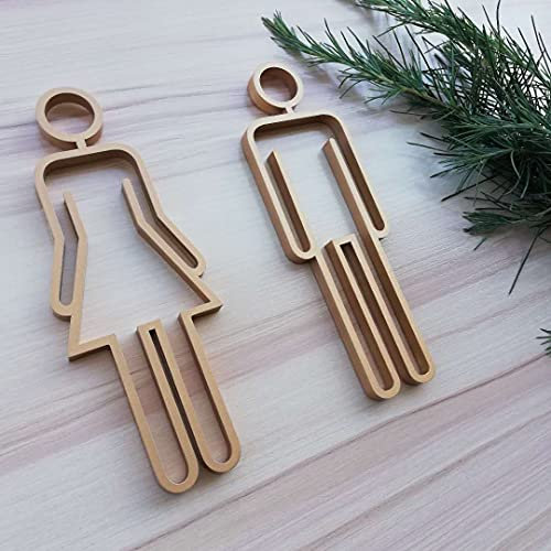 MZY118 Men & Women WC Sign - Restroom & Bathroom Symbol Toilet Sign (gold)