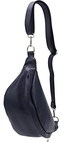 SH Leder ® echt Leder Hüfttasche Damen Herren Unisex Gürteltasche für Festival Reise Bauchtasche mittelgroße Crossbody Bag Frauen Ledertasche 32x17cm Marie G528 (Dunkelblau)