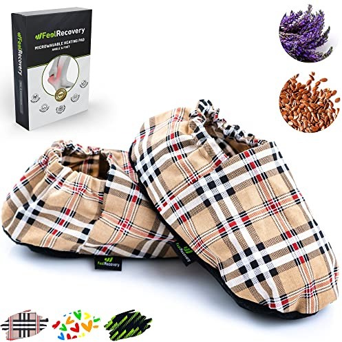 Feel Recovery Mikrowellen Hausschuhe - Wärmehausschuhe - Aufheizbare Pantoffeln Damen und Herren mit Waschbarem Bezug, 100% Baumwolle und Lavendelduft (Oxford, L/XL)