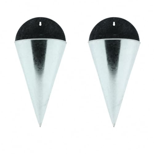 finehomegarden Zink Wandampel 2er Set Spitztüte Pflanzgefäß B19cm L30cm Garten Pflanztopf Topf Metall