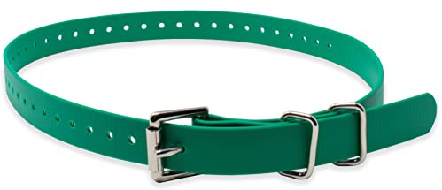 Educator Biothane Dog Collar, Waterproof, Odorproof, Metal Buckle and D Ring, Adjustable for Custom Fit, Cool and Comfortable, for Small, Medium, or Large Dogs, 3/4-Inch, Green