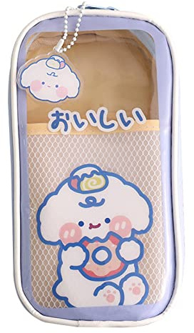 Kawaii-Federmäppchen, transparente Tasche mit Nadeln, Anhänger, niedlich, ästhetisch, Bär, Hase, Welpen, japanischer Cartoon-Schreibwaren-Organizer, Taschenzubehör, lila Brot Welpen)