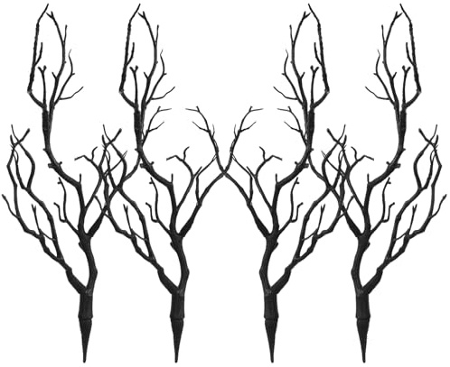 LIFKOME Artificial Antler Dried Tree Branches 13.76'' Art Witch Antler Branch Decorative Plant Twigs Plastic Dry Branches Decor for Wedding Halloween Party Home Supplies Black 4pcs