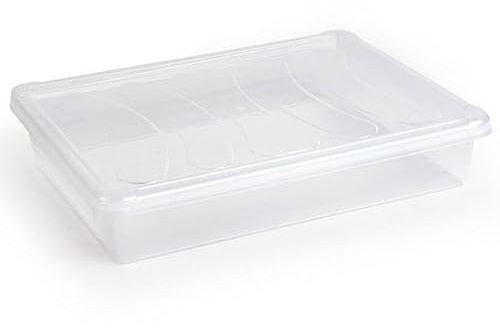 Acan Tradineur - Bandeja frigorífica de Almacenamiento con Tapa, plástico, Reutilizable, Servir Comida, Aperitivos, Fabricada en España - 4,3 litros - 35 x 27 x 6,5 cm - Transparente