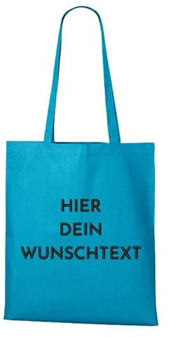 Pet-Jos Personalisierte Baumwolltasche mit Stickerei bestickter Stoff Jutetasche mit beliebigem Text oder Namen, bestickt individuelle Tragetasche Strandtasche (Türkis)