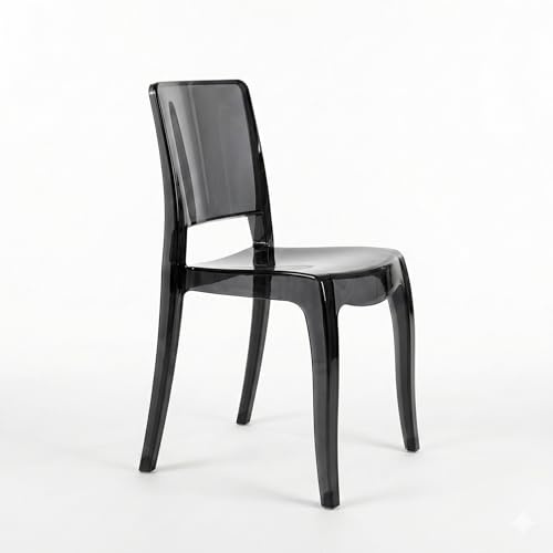 Cribel Juego de 4 sillas de metacrilato Negro, diseño Moderno con Respaldo ergonómico, Silla Elegante y Resistente para Cocina, salón y Comedor, 51,3 x 51 x 92 cm