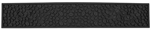 60 X 10 Cm Kaffee-Bar-Matte, PVC-Silikon, Rutschfeste Kaffee-Überlaufmatte, Rechteckige, Hitzebeständige Theken-Abtropfmatte, Arbeitsplatten-Zubehör für Zuhause, Bars und Cafés,(Schwarz)