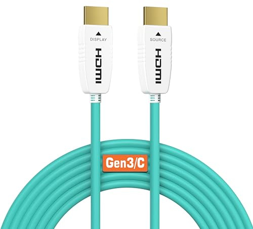 RUIPRO Câble HDMI 2.1 à fibre optique, 48Gbps, 8K60, 4K120, HDR, eARC, 40 m | La fibre optique réduit les EMI et pertes de signal face au cuivre, pour un 4K@120Hz stable et la vidéo 8K longue distance