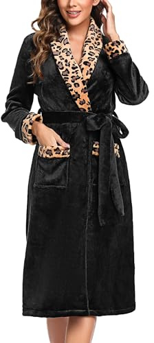 Marvmys Vestaglia Donna Invernale Pile Caldo Elegante Vestaglie Accappatoio Morbidissimo con Cintura e Tasca Stile A S