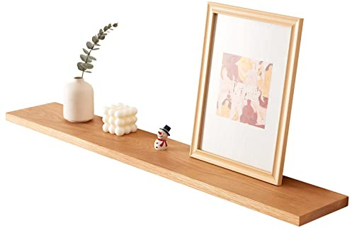 OAKERLAND Schweberegal aus Eiche Massiv, Wandregal Holz 90cm Wandboard für Badezimmer, Schlafzimmer, Wohnzimmer, Küche, Office, Waschküche usw (90 cm)