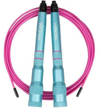 PICSIL - Springseil BEE, Leichtes und Verstellbares Speed Rope, Verstärktes Kabel, für Cross Training, Fitness und Double Unders (Cyan)