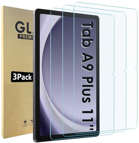 Bigqin 3 Piezas Protector Pantalla Compatible Con Galaxy Tab A11 Plus A9 Plus, 2.5D No Bubble HD Anti-Huella Cristal Vidrio Templado Compatible con Galaxy Tab A9 Plus A11 Plus