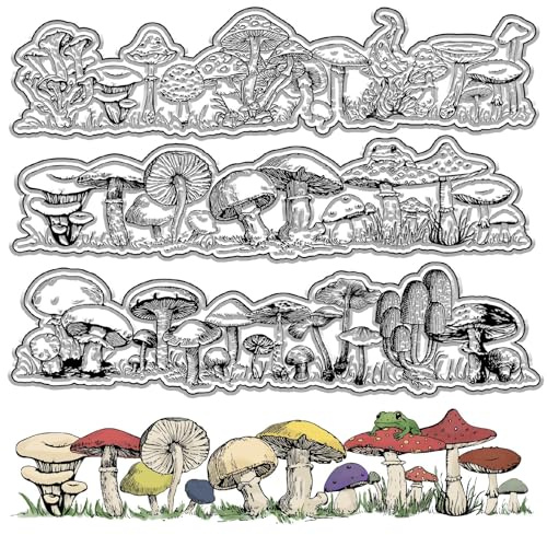 CRASPIRE Mushroom Clear Stamps Plant Frog Reusable Retro Transparent Silicone Stamp Seals for Journaling Card Making DIY Scrapbooking Photo Album Decorative