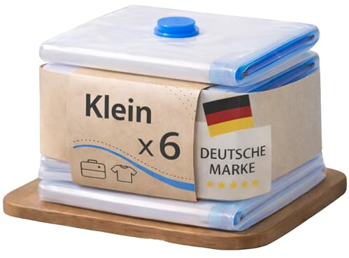 GERMALY Vakuumbeutel für Kleidung & Bettdecken – 6er Set M 60x40 cm, luftdichte Aufbewahrungsbeutel mit Ventil | Wiederverwendbar für Reise, Umzug & Schrank