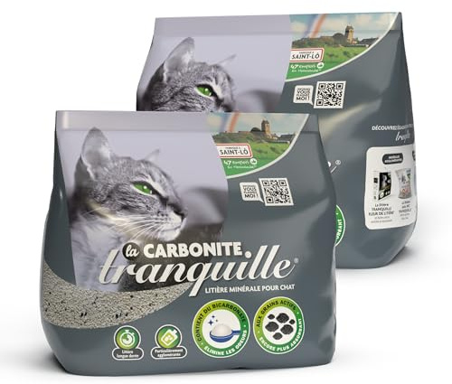Tranquille - Litière pour Chat Agglomérante Minerale Carbonite 8 litres - Lot de 2