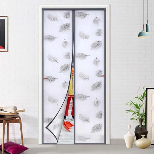 Faiyral Magnetic Door Screen Thermal Insulated Door Curtain Cover for Ac Room Garage Attic Doorways Hallway Keep Draft/Heat Out Privacy Self Closing Screen for Door Size 32 x 81