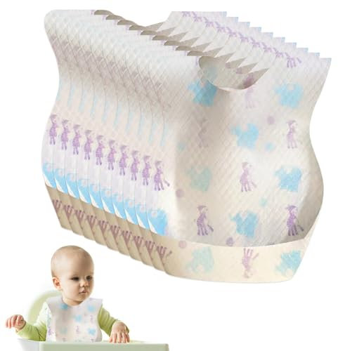 Aublinto Packung 10 Einweg-Lätzchen Einweg-Lätzchen für Kinder Auslaufsicher Reise-Lätzchen Saugfähiges Baby-Lätzchen Verstellbares Baby-Lätzchen Für Kinder zwischen 6 Monaten und 10 Jahren