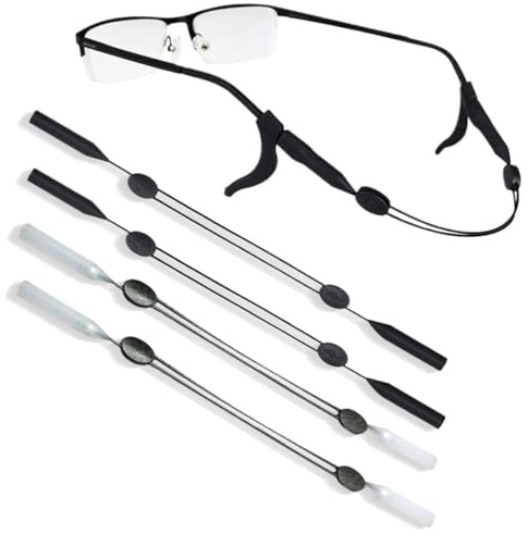 EIYVPRA 4 Stück Sportbrillenband, Verstellbares Brillenband, Extrem zuverlässiges Sportbrillenband für Damen, Kinder, Herren, Brillenzubehör, Brillenkette, für Sport- und Sonnenbrillen (Schwarz/weiß)