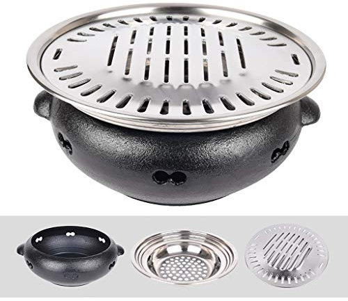 ZDHFFFUK BBQ Barbeque Barbecue Grill,BBQ,Korean Household Smokeless Charcoal Barbecue Grill,Cast Iron Furnace Body,Indoor Outdoor,6 Styles (Color : E)