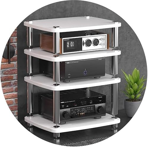 HiFi-Audioschrank, Plattenspieler-MDF-Ständer - 1/2/3/4-lagiger HiFi-Ständer, mit stoßdämpfenden Füßen, Leistungsverstärker-Ablage, für Geräteschrank