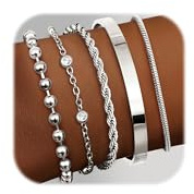 Adramata 5Pcs Armband Damen 14K Vergoldet Armbander Edelstahl Ketten Armbänder Set Twist Schlange Armkette Damen Verstellbar Armband Set Armreif Armband Silber Rosegold Gold Armband für Damen Frauen