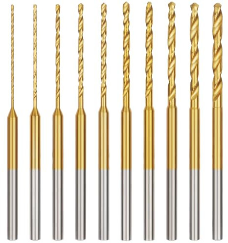 Ainiv 10pcs Mini Micro Engraving Drill Bits 0.6mm to 2.2mm Shank 2.35mm Shank Titanium Coated Small Drill Bit for Wood Resin Plastic Key Ring Pendant Jewelry