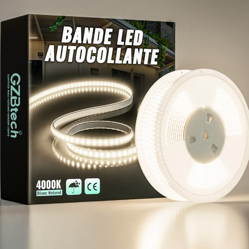 GZBtech Silikon LED Strip Light 20M, 230V 4000K Neutralweiß LED Streifen Schrankbeleuchtung, kürzbar Selbstklebend Lichtband für Schlafzimmer Küchen Innen Außen Deko und Kommerzielle Nutzung,CE Listed