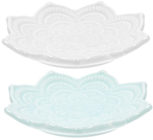 VALICLUD 2pcs Ceramic Mandala Jewelry Plate Ring Dish Earring Holder for Bathroom Vanity Tray Decorative Trinket Tray