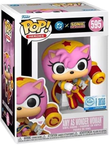 Funko Pop! Heroes: Justice League & Sonic - Amy Rose/Wonder Woman Hybrid Rose/WW - Sonic + DC Comics - Figura in Vinile da Collezione - Idea Regalo - Merchandising Ufficiale - Video Games Fans