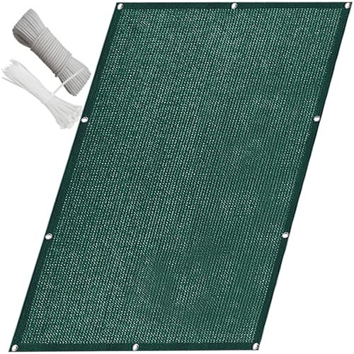 QINLIQIN Balkonbespannung 240 x 300 cm HDPE Balkonverkleidung Blickdichte Windschutz Und Uv-Schutz mit Befestigungsschnur Kabelbinder für Den Gartenzaun, Dunkelgrün