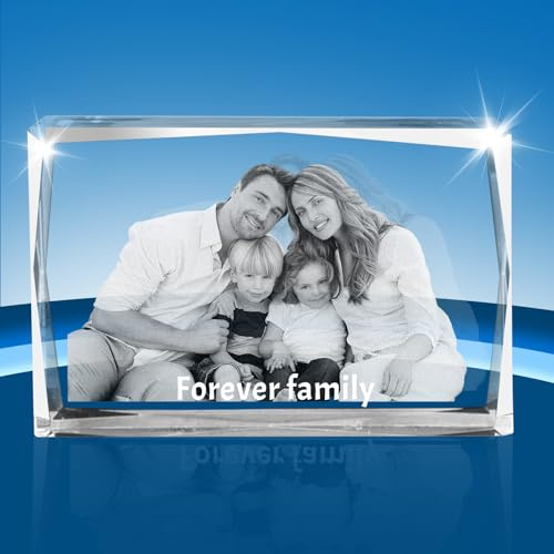 XSTZR Personalized 3D Crystal Photo – Custom 3D Picture in Crystals, Engraved Glass Photo Cube with Your Own Image – Memorial Gift for Women, Men, Couples, Parents (Landscap)