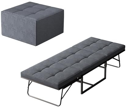 DEWINNER Klappbett, 76 x 197 cm, Schlafsofa für 1 Person für Erwachsene, Rückenlehne verstellbar in 5 Positionen, tragbares Klappbett für Büro, Gästezimmer, keine Montage erforderlich