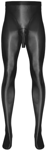 Kvysinly Herren Glossy Strumpfhosen Ölig Sport Hosen Slim Fit Tights Mit Bulge Pouch Männer Bodybuilding Fitness Outfit A Schwarz M