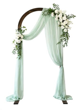 PlusFive Holz Hochzeitsbogen – 2,1 m Holzener Hochzeit Hintergrund Ständer, Große Ballonbogen,Wedding Arch Hochzeitsbogen Gestell Traubogen für Klassisch-Rustikale Hochzeitsdekoration Gartendekoration