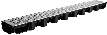 7x Low Flow Drainage Channel 50mm Deep 1m with Galvanised Steel Grating | Includes endcap and outlet components for straightforward installation