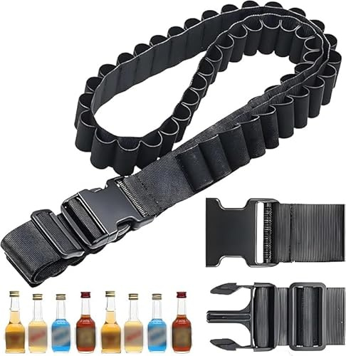 Kexayo 27 Slot Cintura Porta Mini Bottiglie, Cintura Leggera per Mini Alcolici, per Liquore per Feste, Nylon Regolabile Porta Della di Birra Regolabile, per il Vino per Mardi Gras, Feste