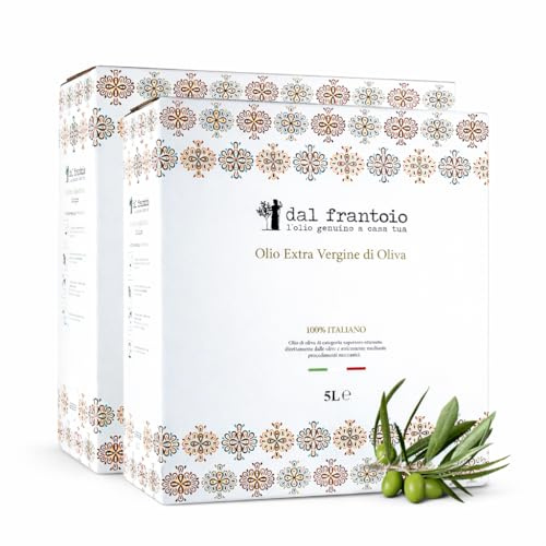 Dal Frantoio – 10L Olio Extravergine di Oliva Italiano - Spremitura a Freddo entro 5 Ore - Olio Evo Campagna 2024/25 - Gusto Medio-Fruttato Delicato - 2 Formati Bag in Box (2 x 5L) con Rubinetto