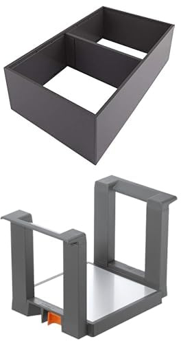Bundle aus Blum AMBIA-LINE Schubladen-Organizer aus pulverbeschichtetem Stahl | 37×22×11 cm | Oriongrau + AMBIA-LINE Tellerhalter | für bis zu 12 Tellern | rutschfest & robust | Oriongrau