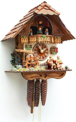 Rombach & Haas Kuckucksuhr Schwarzwaldhaus, drehendes Mühlrad