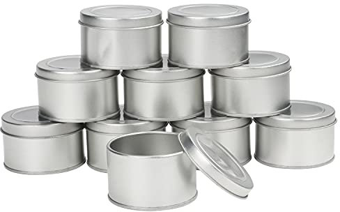 Kurtzy Barattoli Rotondi Argentati con Coperchi - Set di 10 Contenitori in Alluminio - Barattoli Cucina Moderni da 6,5 x 4 cm - Piccole Scatole di Latta